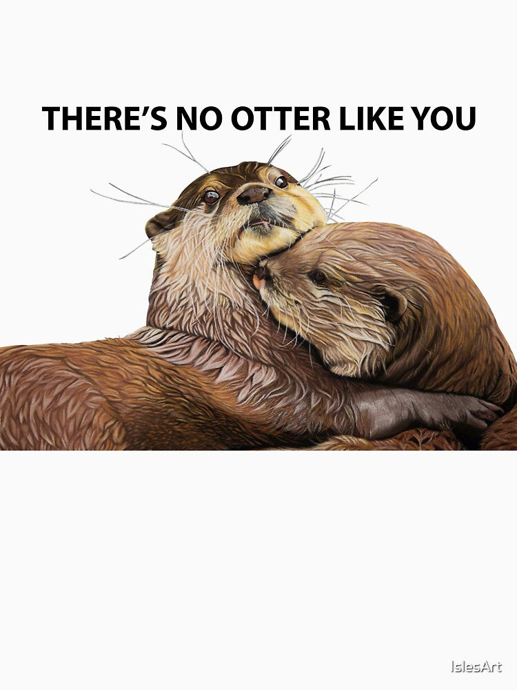 Otter couple - Otter art - otter wall art - wildlife art - otter mate - otter family - otter swim by IslesArt