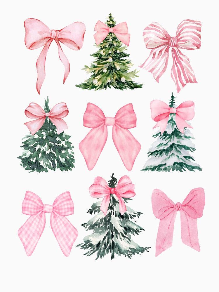 Christmas Trees and Pretty Coquette Pink Bows by TheLoveShop