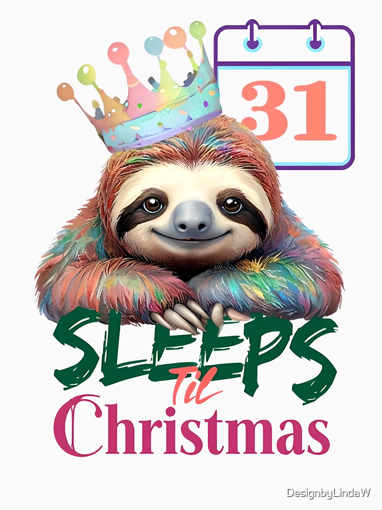 31 Sleeps 'Til Christmas Sloth Graphic by ArtisticDesignsbyLinda