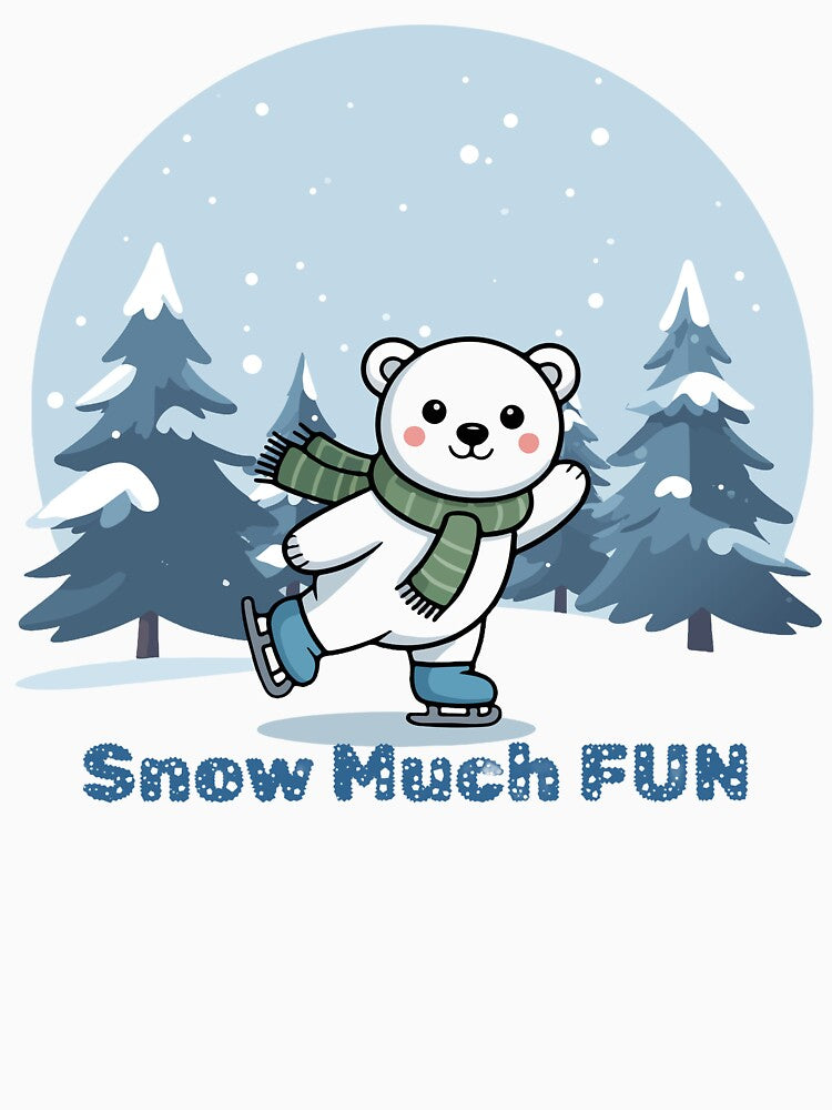 Cute Ice Skating Polar Bear - Snow Much Fun Winter T-Shirt by SeJaa