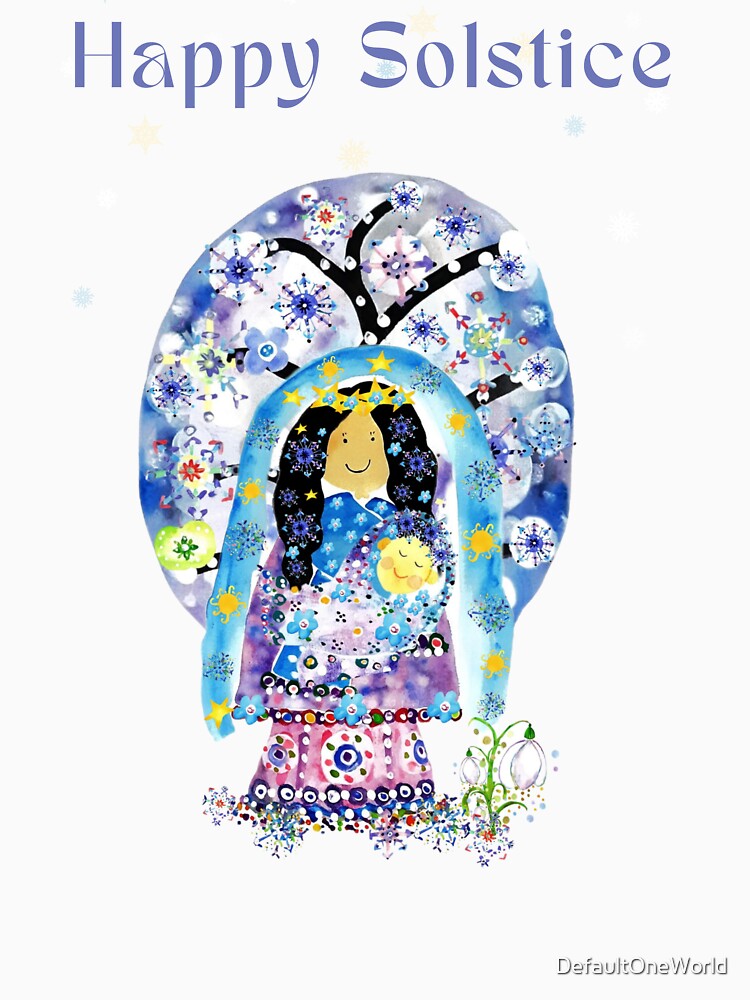 Happy Solstice with Mother and Child on a Snowy Morning by DefaultOneWorld