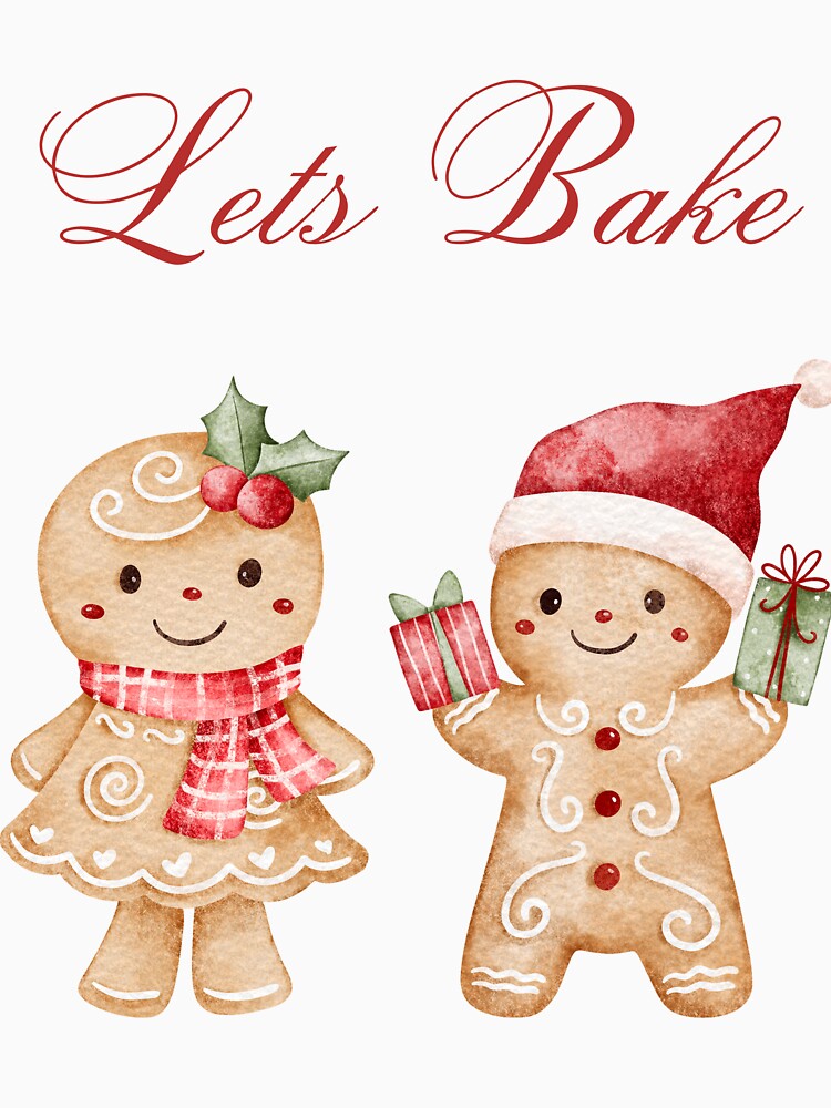 Let’s Bake – Cute Gingerbread Couple Christmas Baking Design by Painted Moon by Luna Bee™