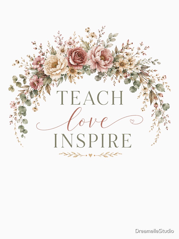 Teach Love Inspire — Floral Teacher Appreciation Gift by DreamelleStudio