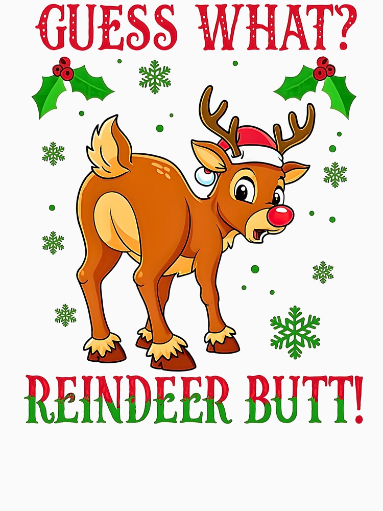 Reindeer Butt Funny Cute Holiday Cheerful Winter Scene by URGlden