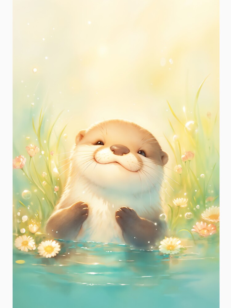 Happy Otter in a Tranquil Water Scene by AshiraCreations
