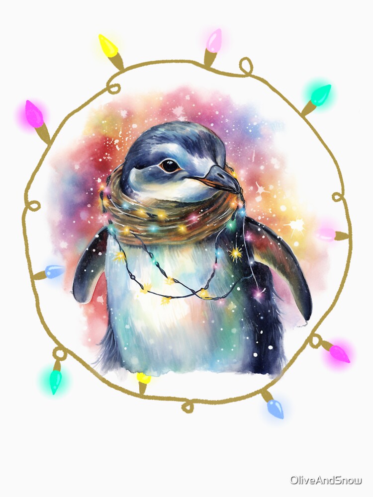 Xmas Penguin Christmas Lights Penguin Funny Xmas by OliveAndSnow