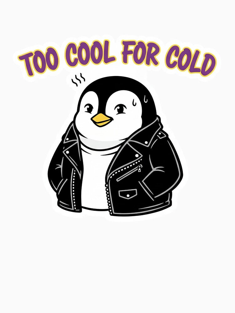Too Cool For Cold Penguin – Funny Penguin in Leather Jacket | Cute Winter Humor Design by ZYNORAworld