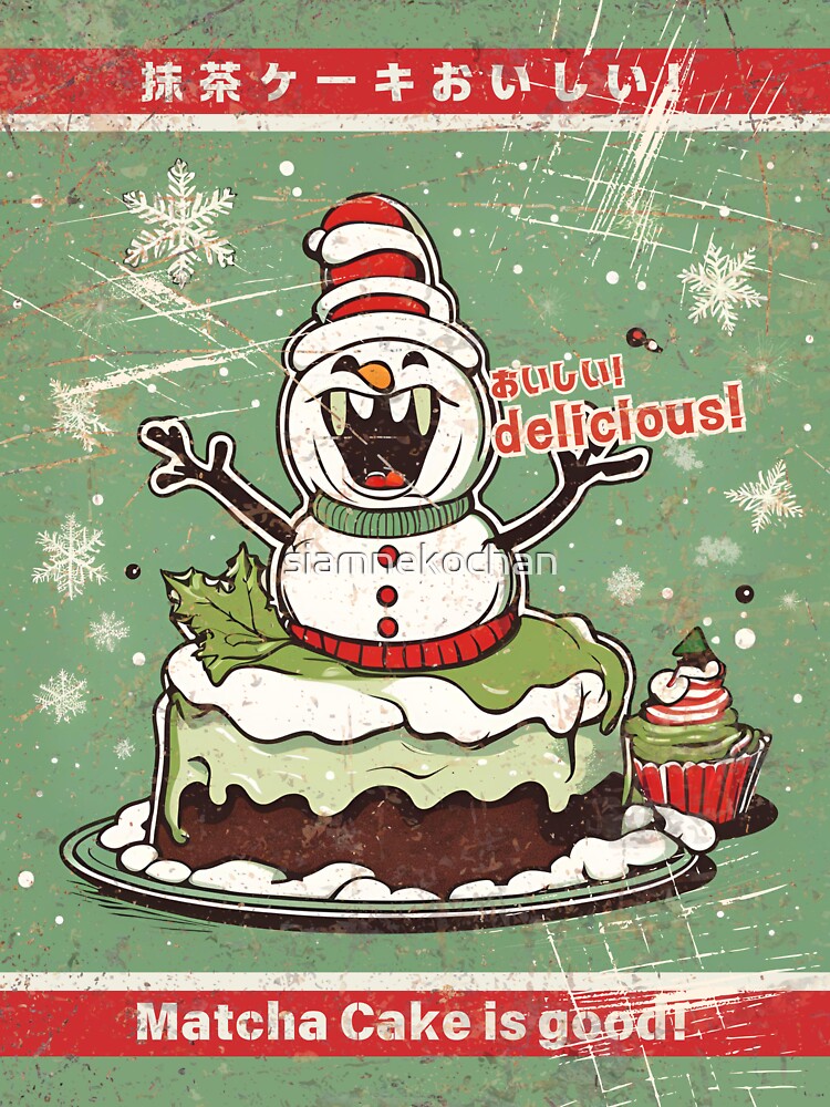 Delicious Matcha Cake Snowman by siamnekochan