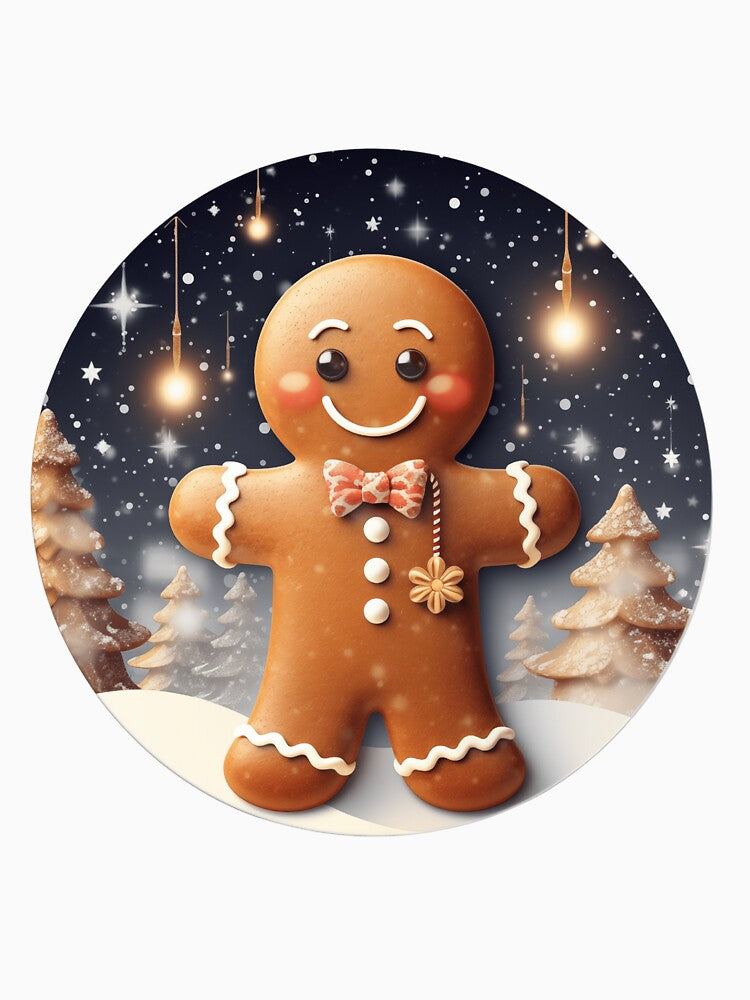 3D Cute The Gingerbread Man Christmas Round Design Holiday Decor by AliceCloset