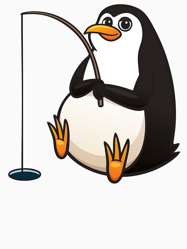 Cute Penguin Fishing Funny Animal Lover Gift by TopDawgDesigns