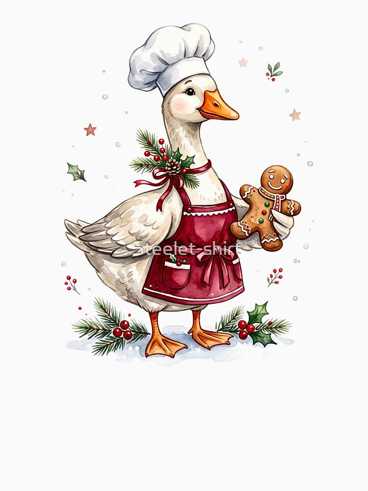 Christmas Goose Chef Baking Gingerbread by Steele-Art