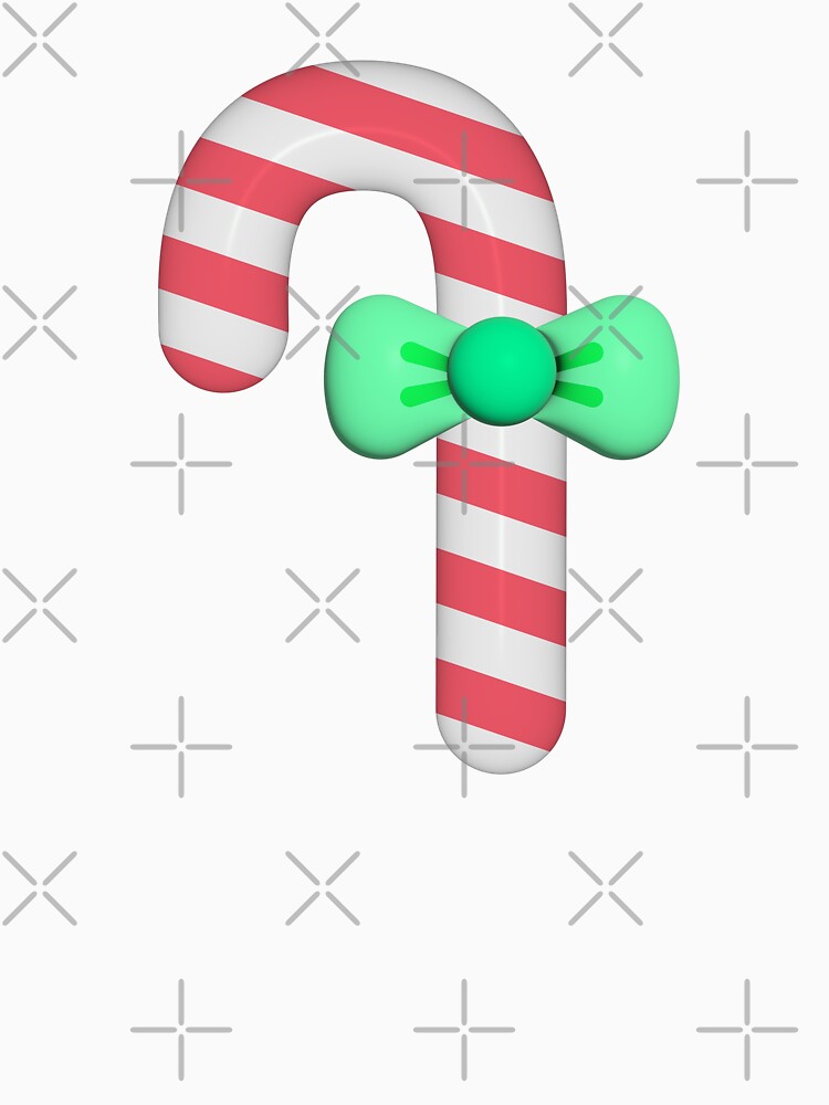 Cute 3d Christmas red candy cane with green bow ribbon by nuchz