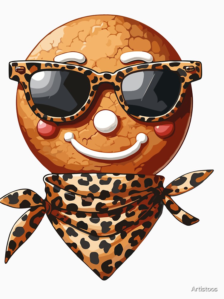 Gingerbread Wearing Leopard Scarf Wearing Sunglasses by Artistoos