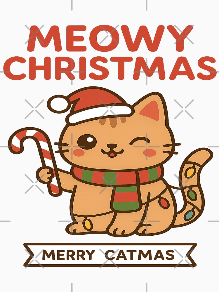 Meowy Christmas Cute Cat Santa Hat – Merry Catmas Funny Christmas Cat Design by Globalcitytees