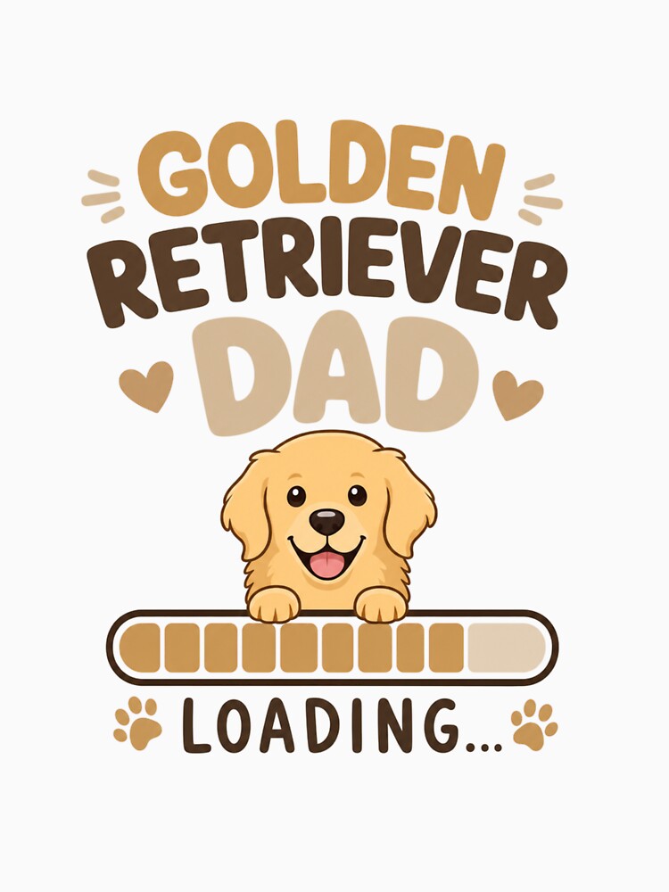Golden Retriever Dad Loading Kawaii Minimalist T-Shirt by Ashley critters