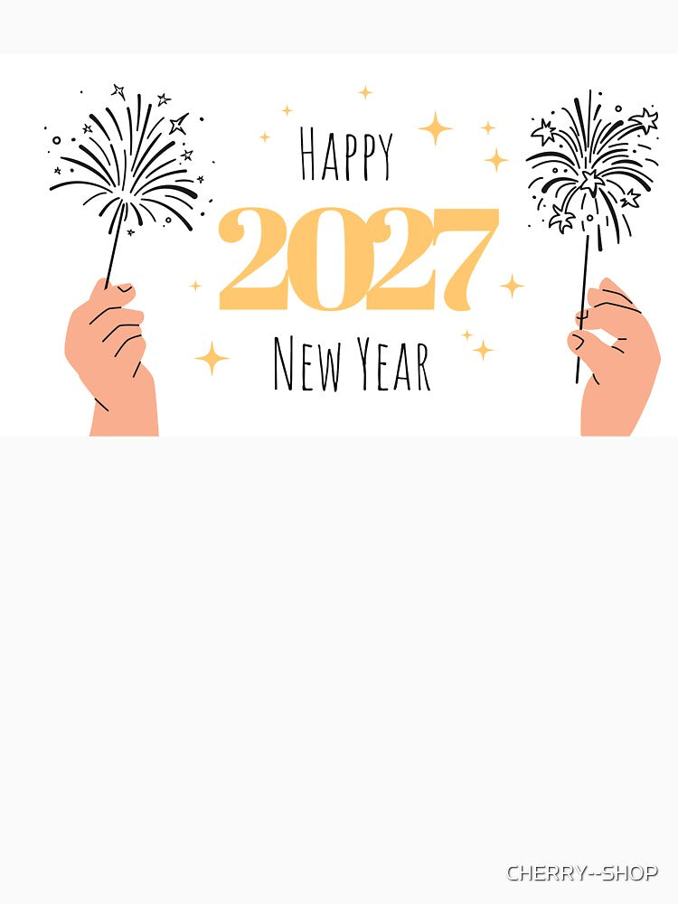 Happy New Year 2027 Celebration with Fireworks and Festive Hands by CHERRY--SHOP