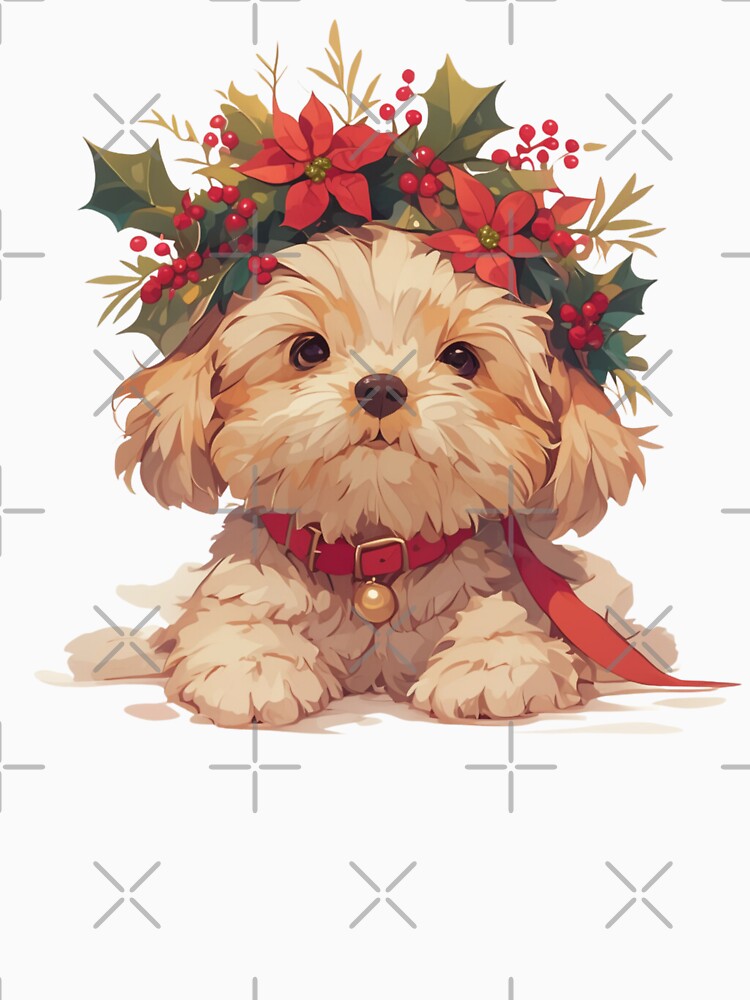 Kawaii Winter floral dog by MendaciousMina