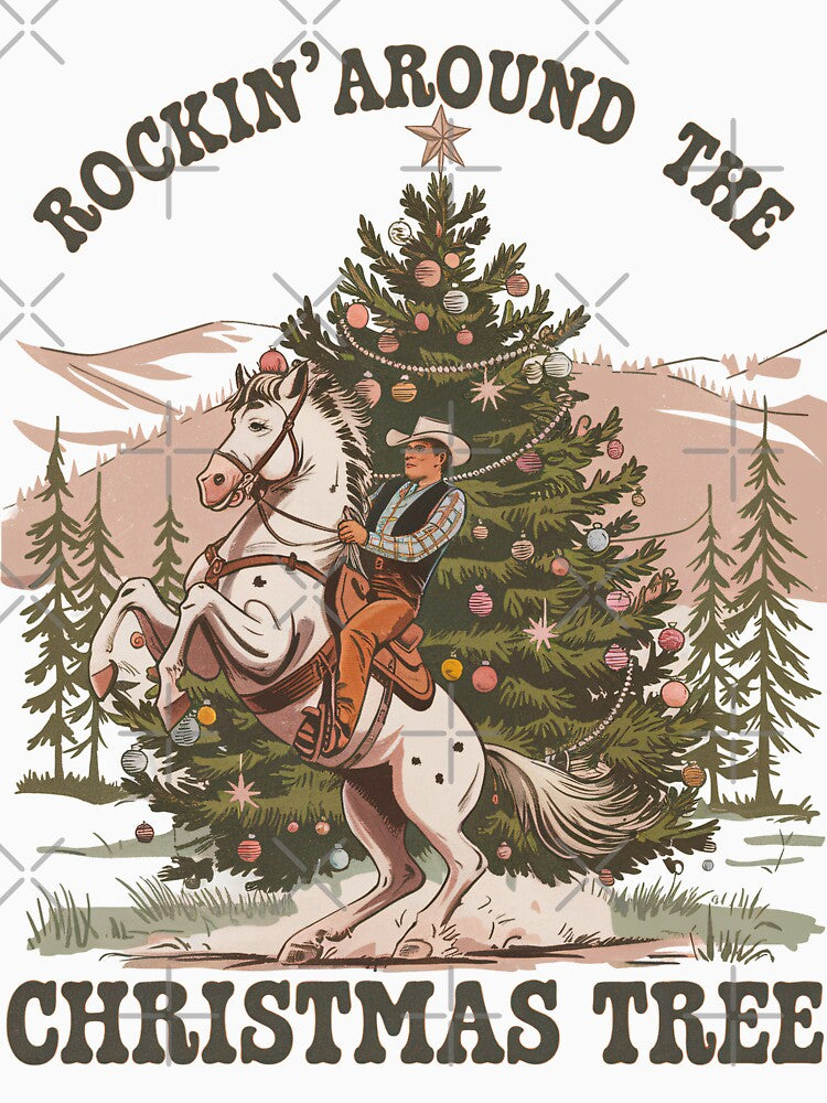 Rockin' Around the Christmas Tree Cowboy Illustration by Charlietule