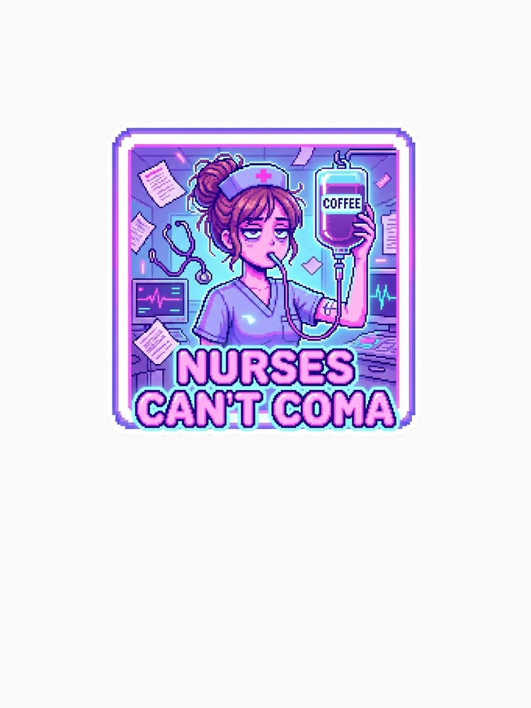Y2K Sticker - Nurse Can't Coma Funny Medical Gift by OrikuStudio