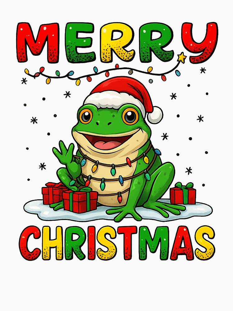 Merry Christmas Frog Tangled in Lights Funny Santa Hat by haitrieuic96