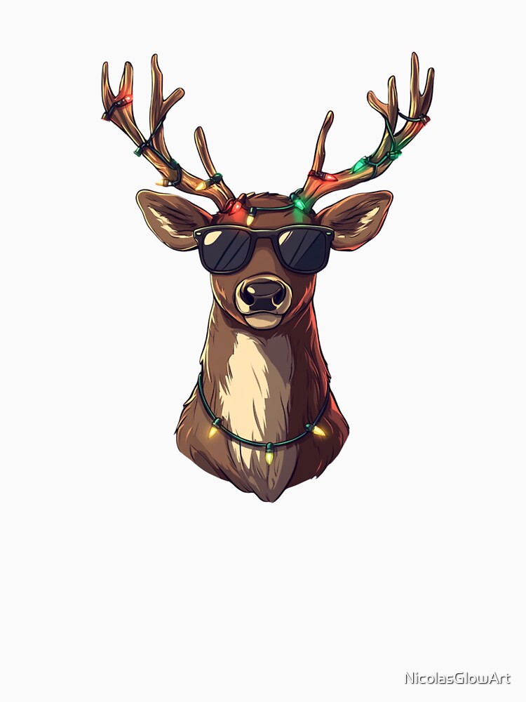 Christmas Reindeer with Glasses by NicolasGlowArt