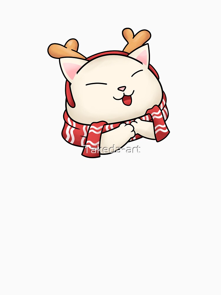 Christmas Cat in Reindeer Hat with Scarf by Takeda-art