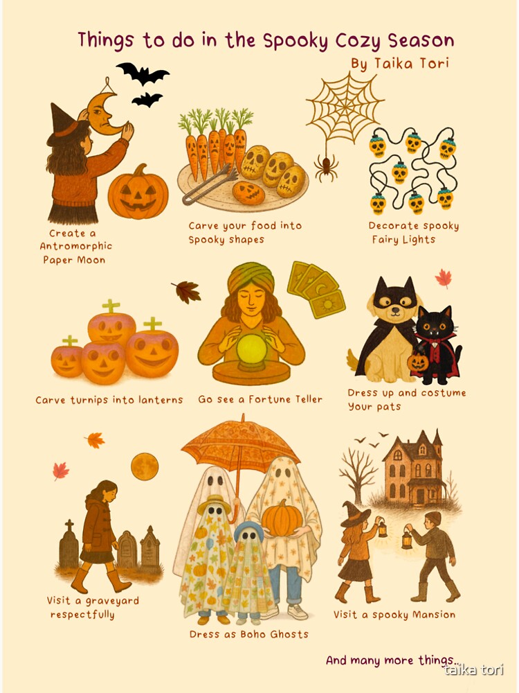 Things to do in the spooky season-illustrated poster by taika tori