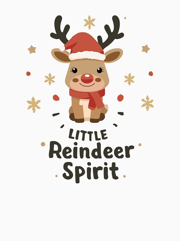 Cute Little Reindeer Spirit Christmas Art by DavidTeeStudio