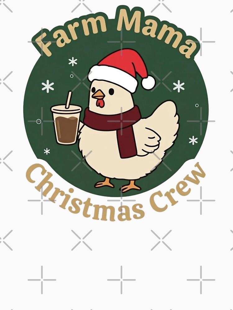 Farm Mama Christmas Crew – Chicken with Santa Hat and Iced Coffee by LuloCreative