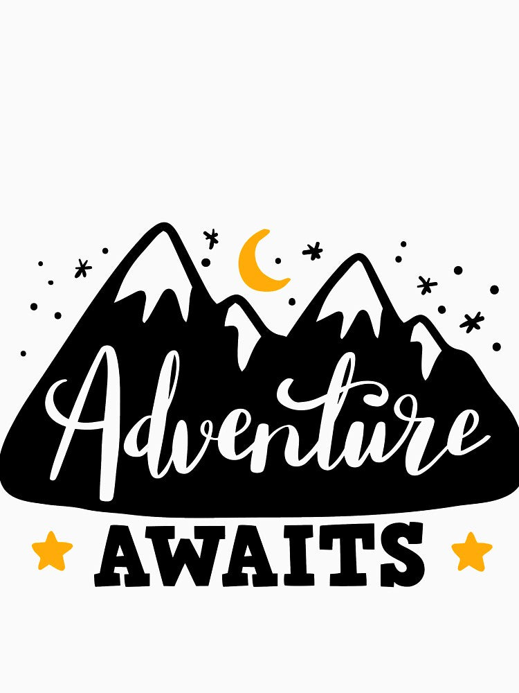 Adventure awaits Camper Adventure Nature Moutainers Lovers Graphic Very Funny Cool Novelty Design by popotamfriends