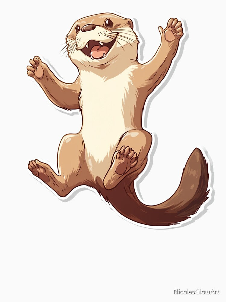 Happy Otter Sticker by NicolasGlowArt
