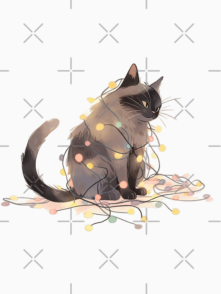 Cute Cat Tangled in Christmas Lights by LittleLuvies