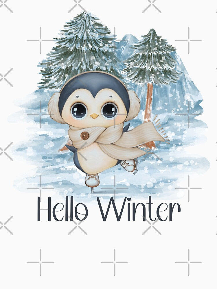 Hello Winter Cute Penguin by HappyLifeCreate