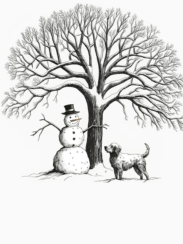 Winter Snowman Dog Tree Shirt by PinkPeonStores