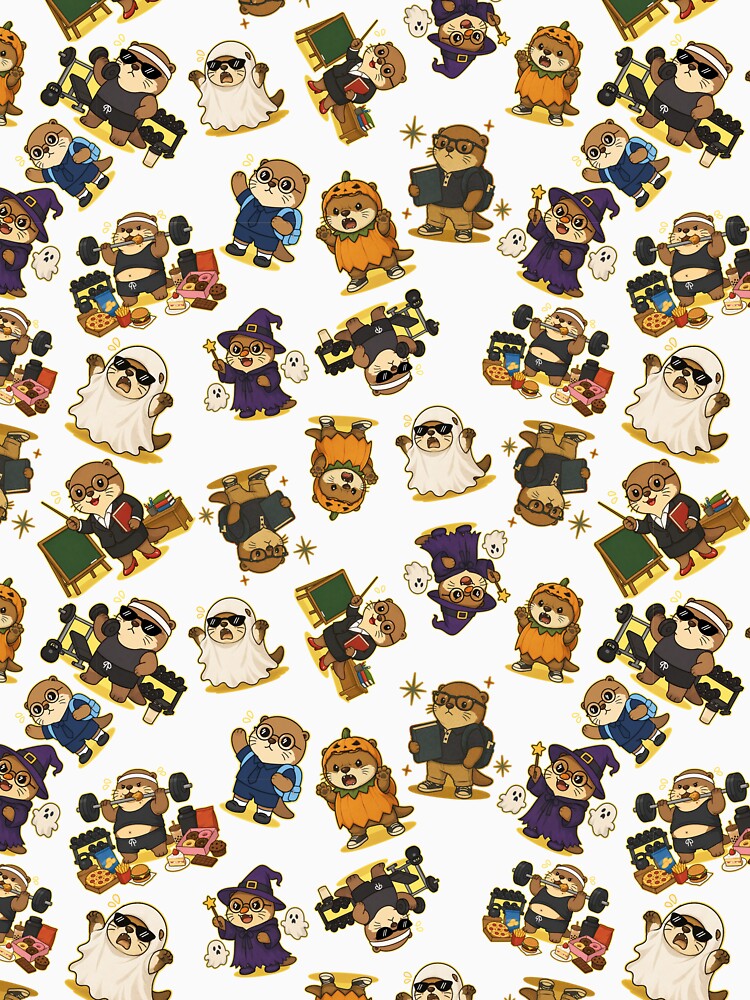 Cute Otter Pattern Kawaii Halloween School and Gym Cartoon by ArtFazza