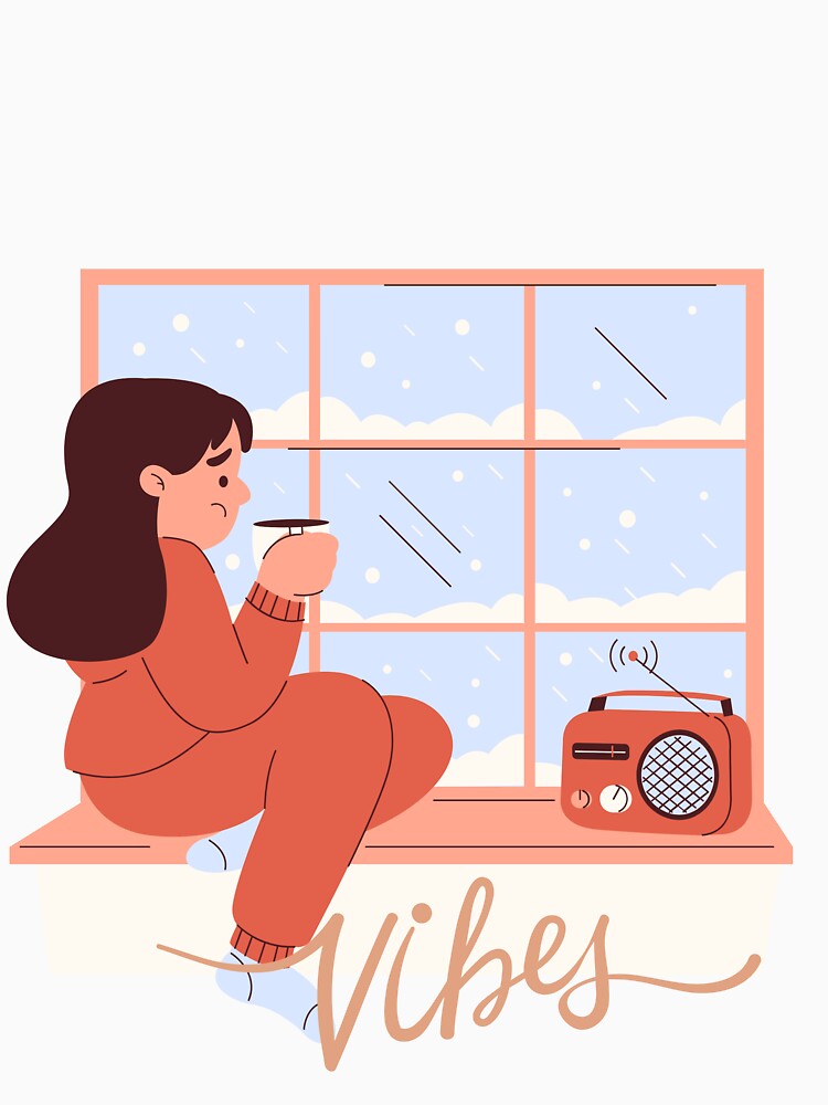 Cozy Winter Vibes Girl Drinking Coffee Window Sticker by Esraa-Arts