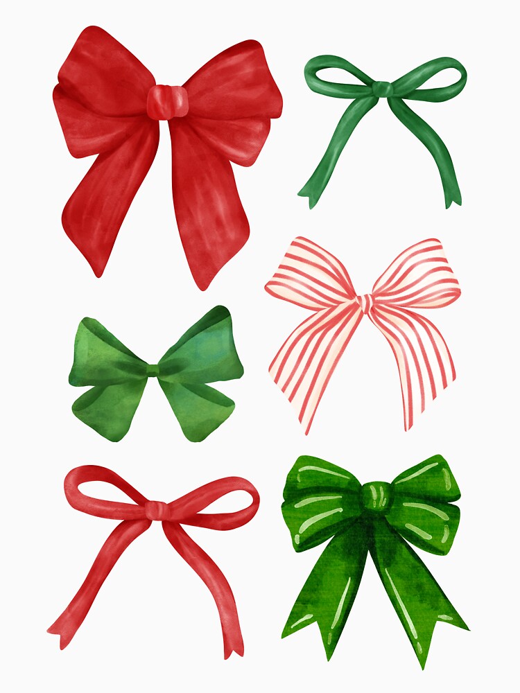 Cute Coquette Christmas Bows in Festive Red and Green by TheLoveShop