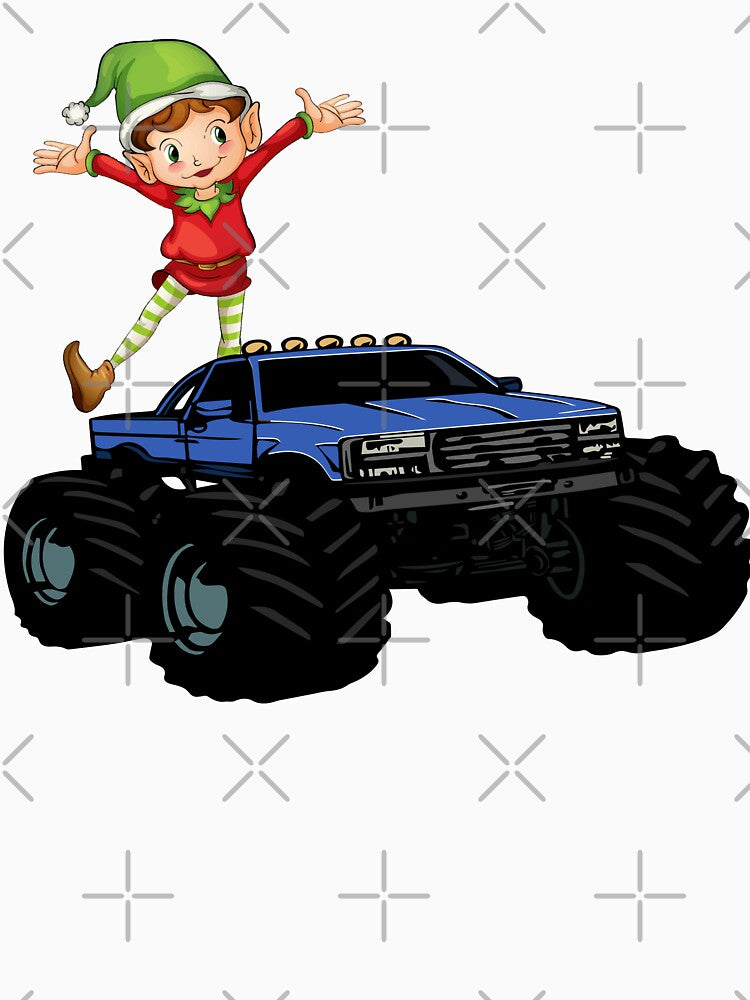 Christmas Elf Riding Monster Truck by STOREMAAR