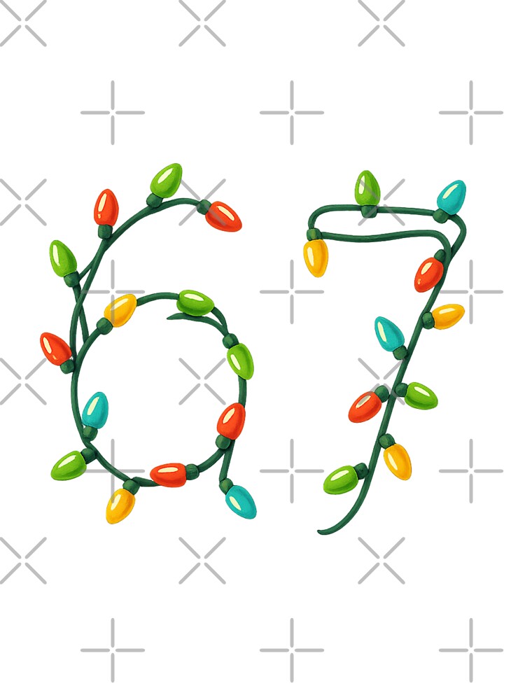“67” Christmas Lights Design – Festive Geeky Fan Art by Sandy's Cheeky Studio