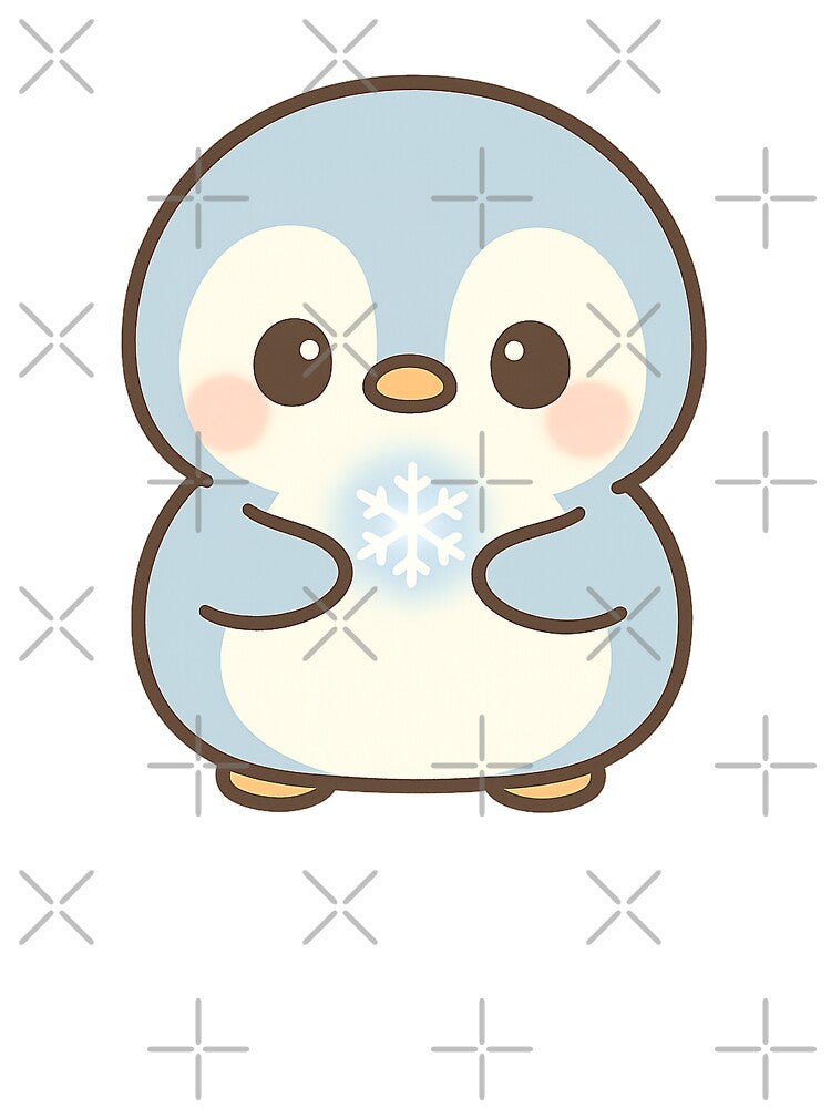 Kawaii Snowy Penguin with Tiny Snowflake by Fernova