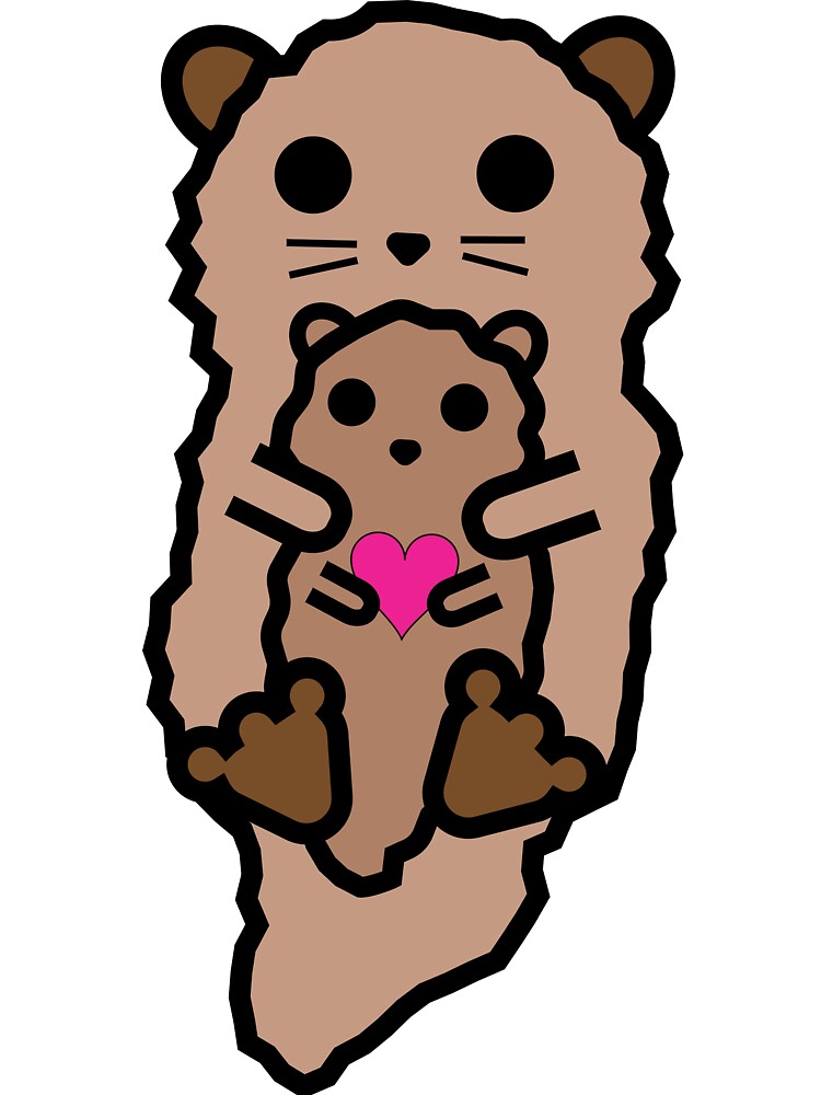 Cute Otter with Baby by miwakit