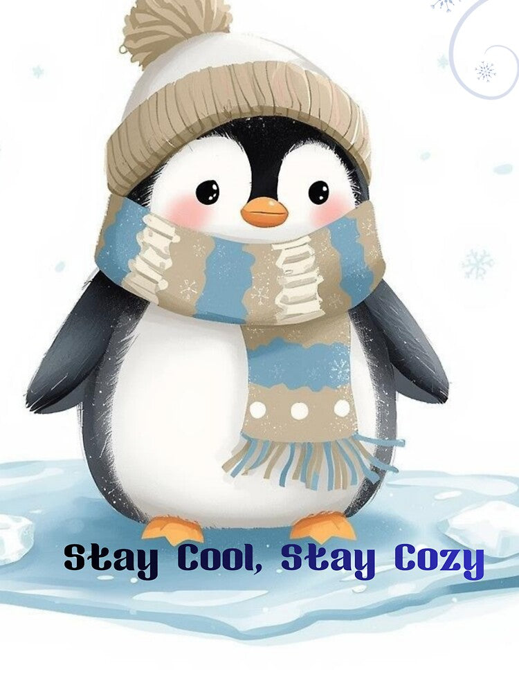 Stay Cool, Stay Cozy – Cute Winter Penguin Illustration by lavanya11