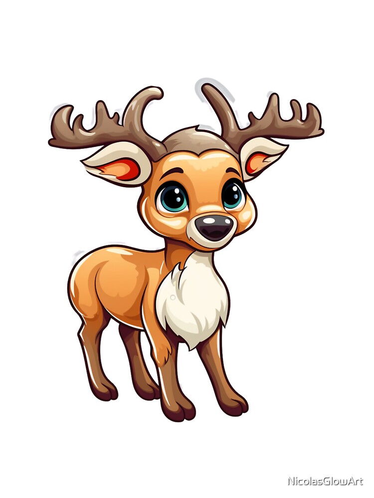 Cute Reindeer | Classic T-Shirt, Sticker by NicolasGlowArt