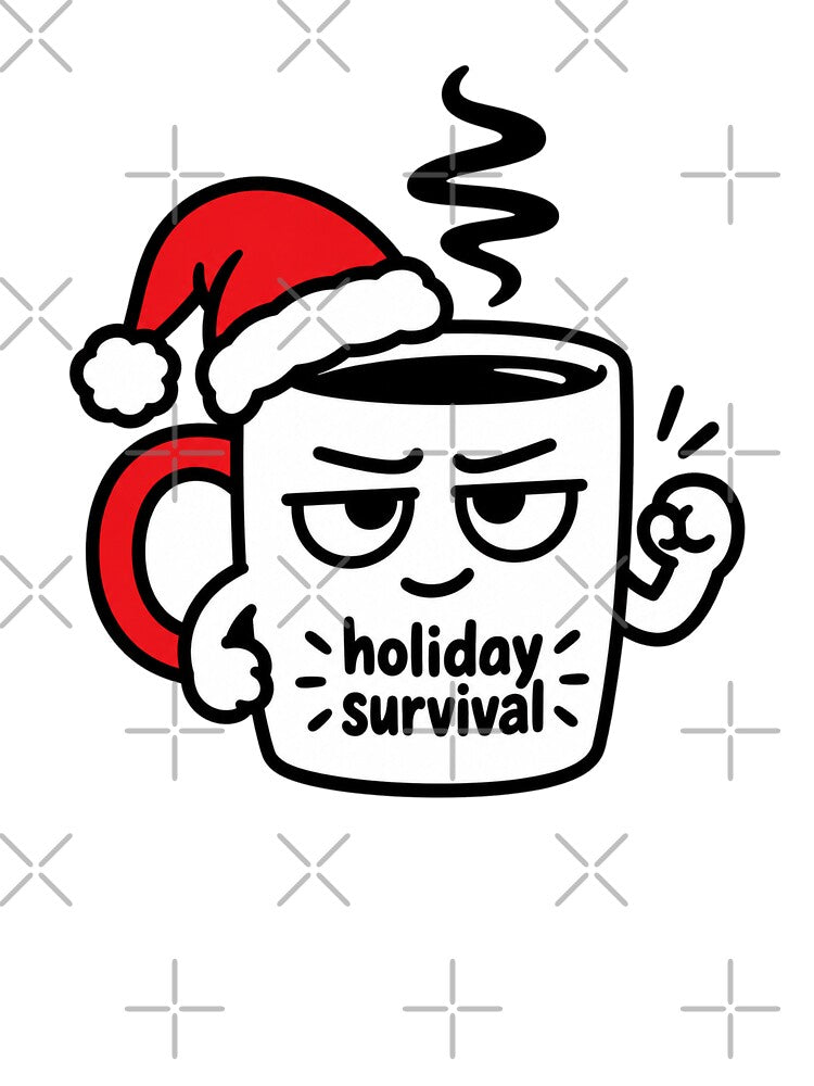 Holiday Survival Coffee Mug in Santa Hat by Alphakenon
