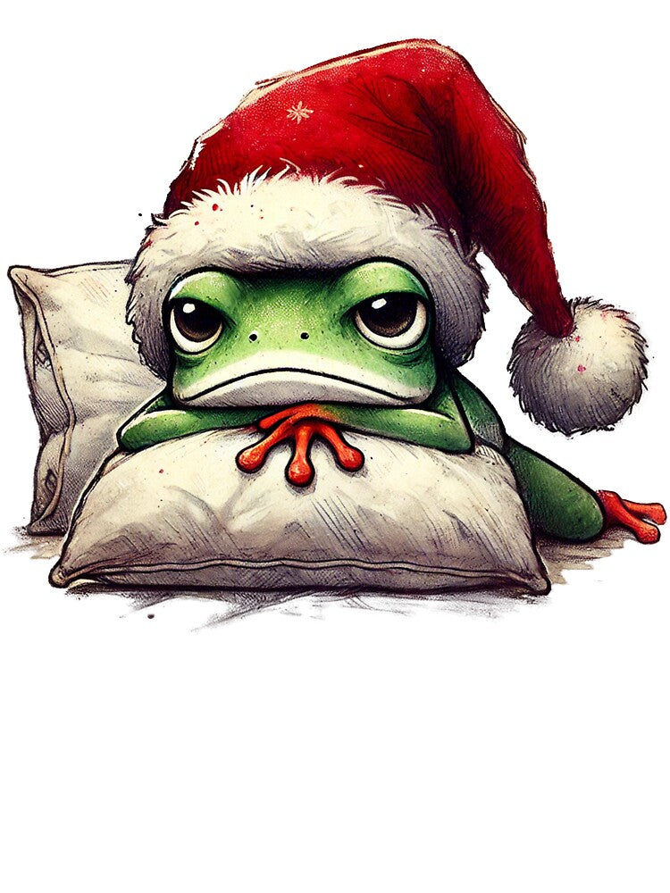 Sleepy Christmas Frog with Santa Hat by Sweetnotsour