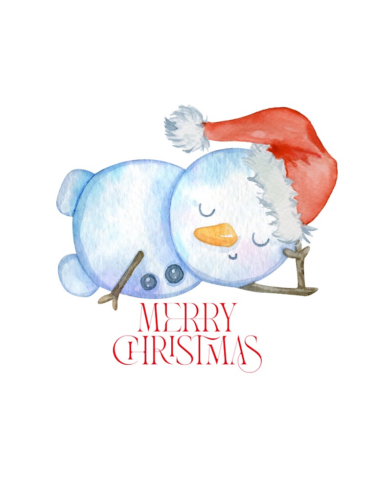 Watercolor Sleeping Christmas Snowman Design by     Sela Art