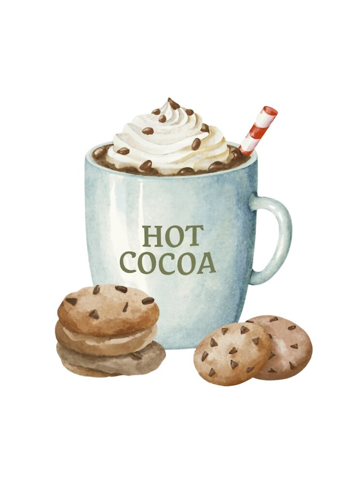 Hot Cocoa Watercolor Art by Sunny Jar Designs