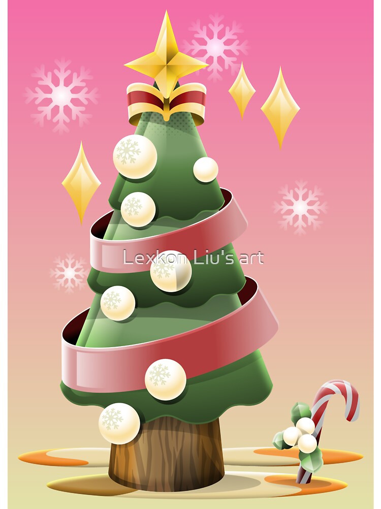 Festive Christmas Tree Candy Cane Illustration by Lexkon Liu's art