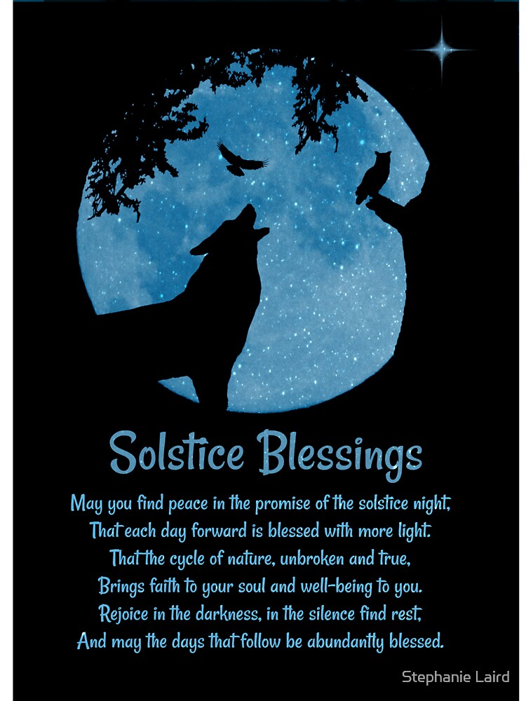 Winter Solstice Yule Wolf, Owl, Raven and Moon Blessings by Stephanie Laird