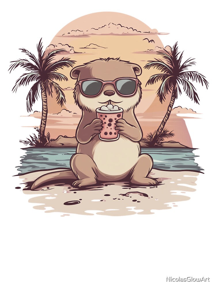 Otter and Island by NicolasGlowArt